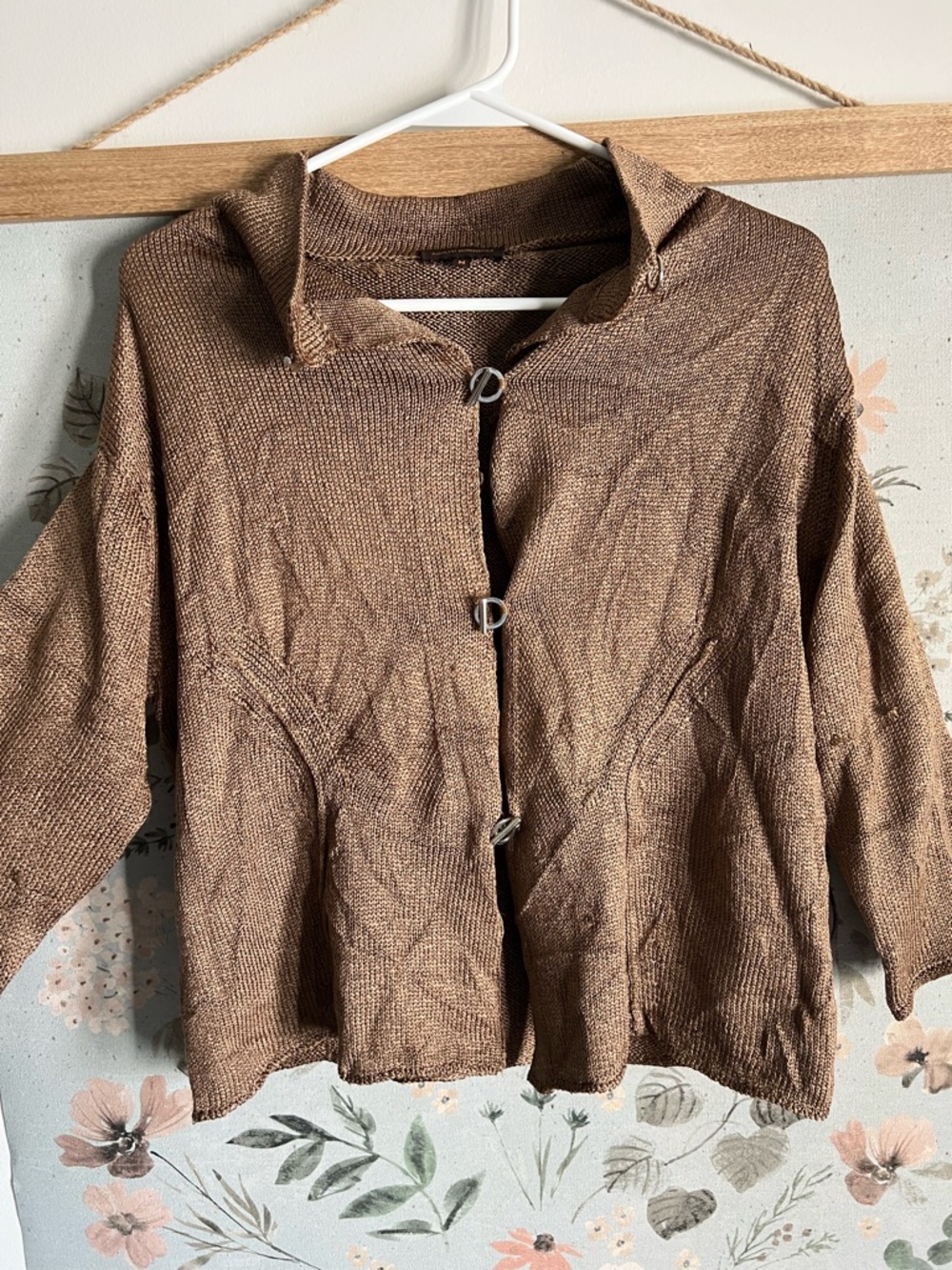 Adolfo Dominguez Brown Knit Button-Front Top